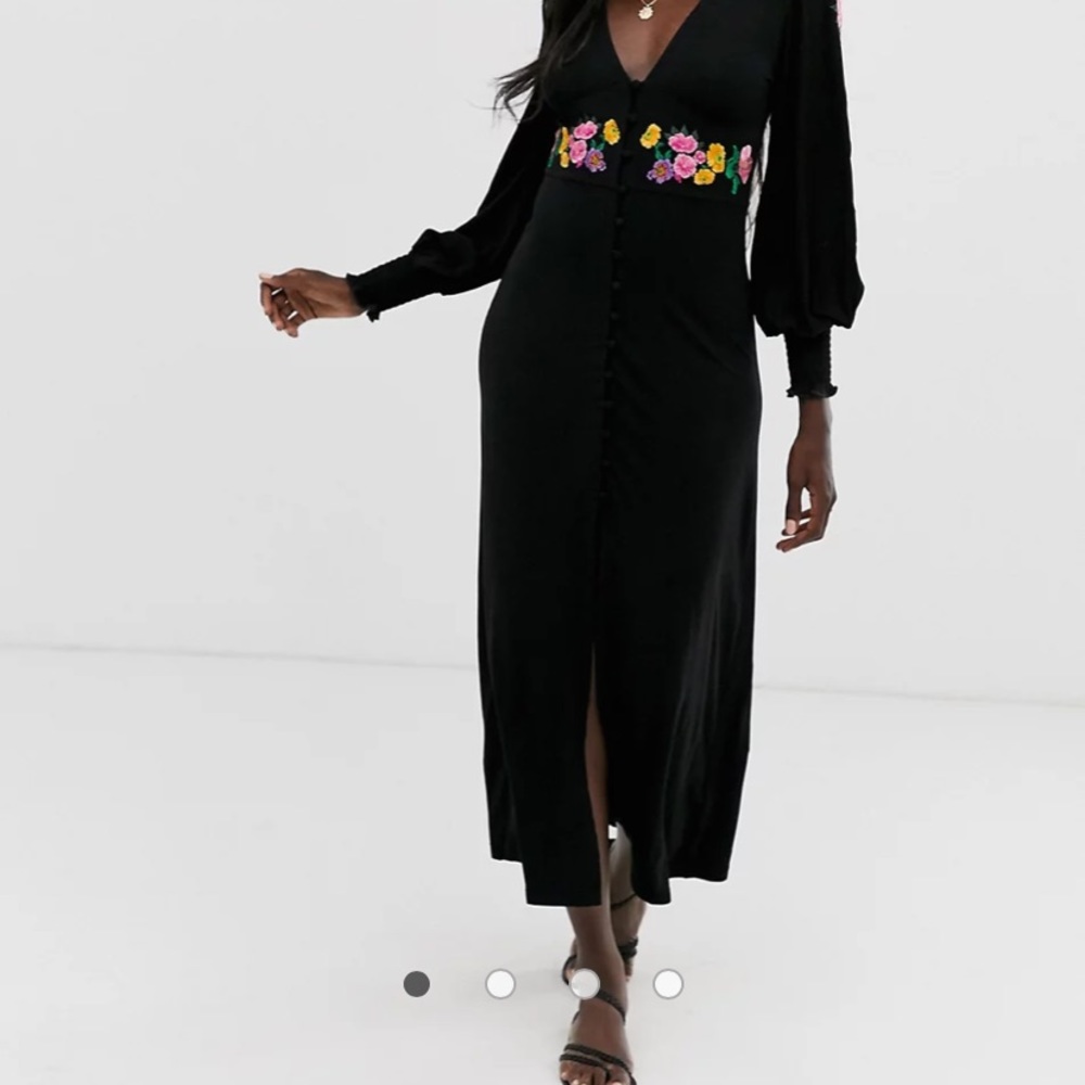 ASOS DESIGN maxi embroidered tea dress
